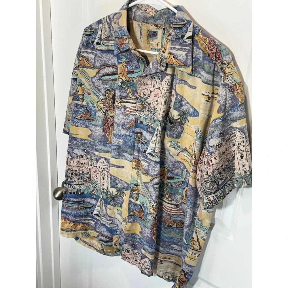 VTG KAHALA Hawaiian Islands Mens XL Aloha Shirt Vintage Beach Scene X-Large Top - Picture 3 of 8